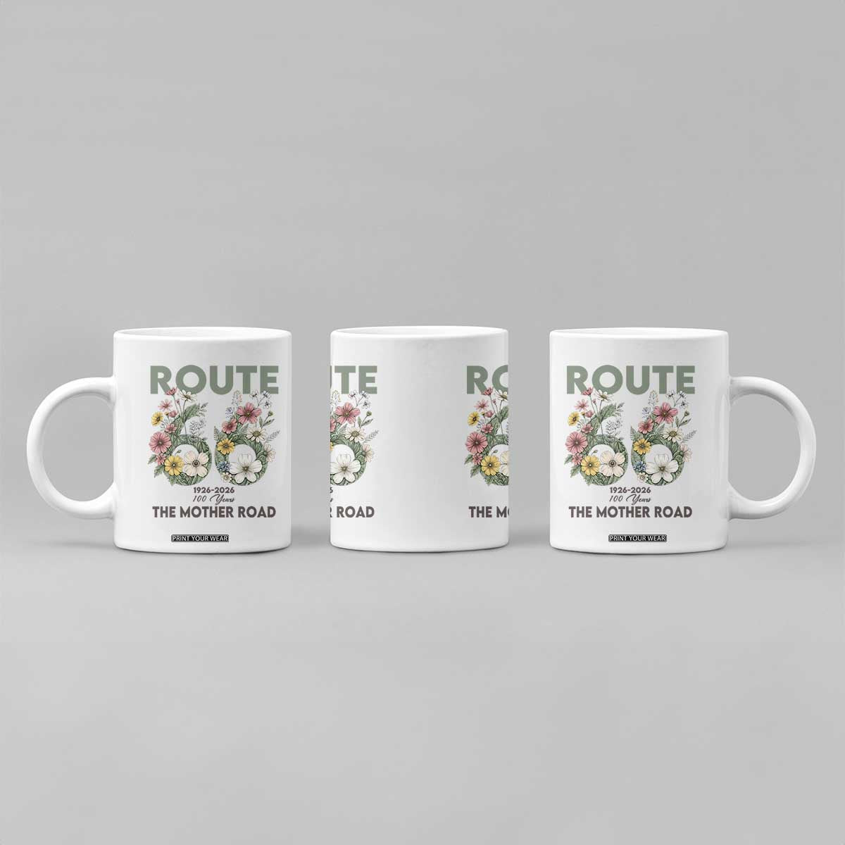 Route Highway 66 Coffee Mug Floral Centennial 100 Year Anniversary TS12 Print Your Wear