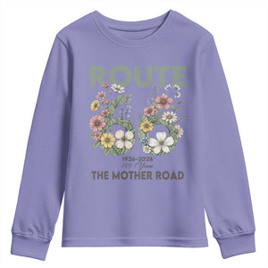 Route Highway 66 Youth Sweatshirt Floral Centennial 100 Year Anniversary TS12 Violet Print Your Wear