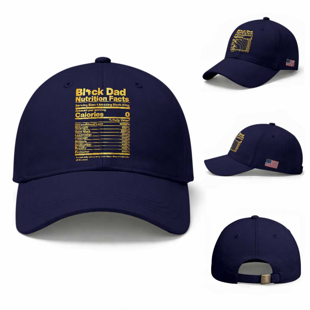 Black Dad Nutrition Facts Baseball Cap African American Fathers Day TS12 Baseball Cap Universal Fit Dark Blue Print Your Wear