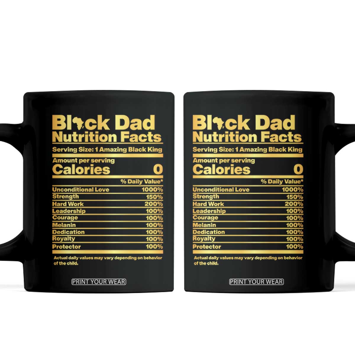 Black Dad Nutrition Facts Coffee Mug African American Fathers Day TS12 Black Print Your Wear