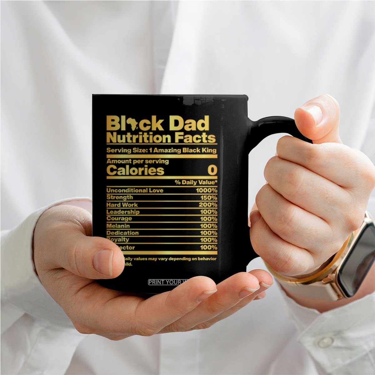 Black Dad Nutrition Facts Coffee Mug African American Fathers Day TS12 Print Your Wear