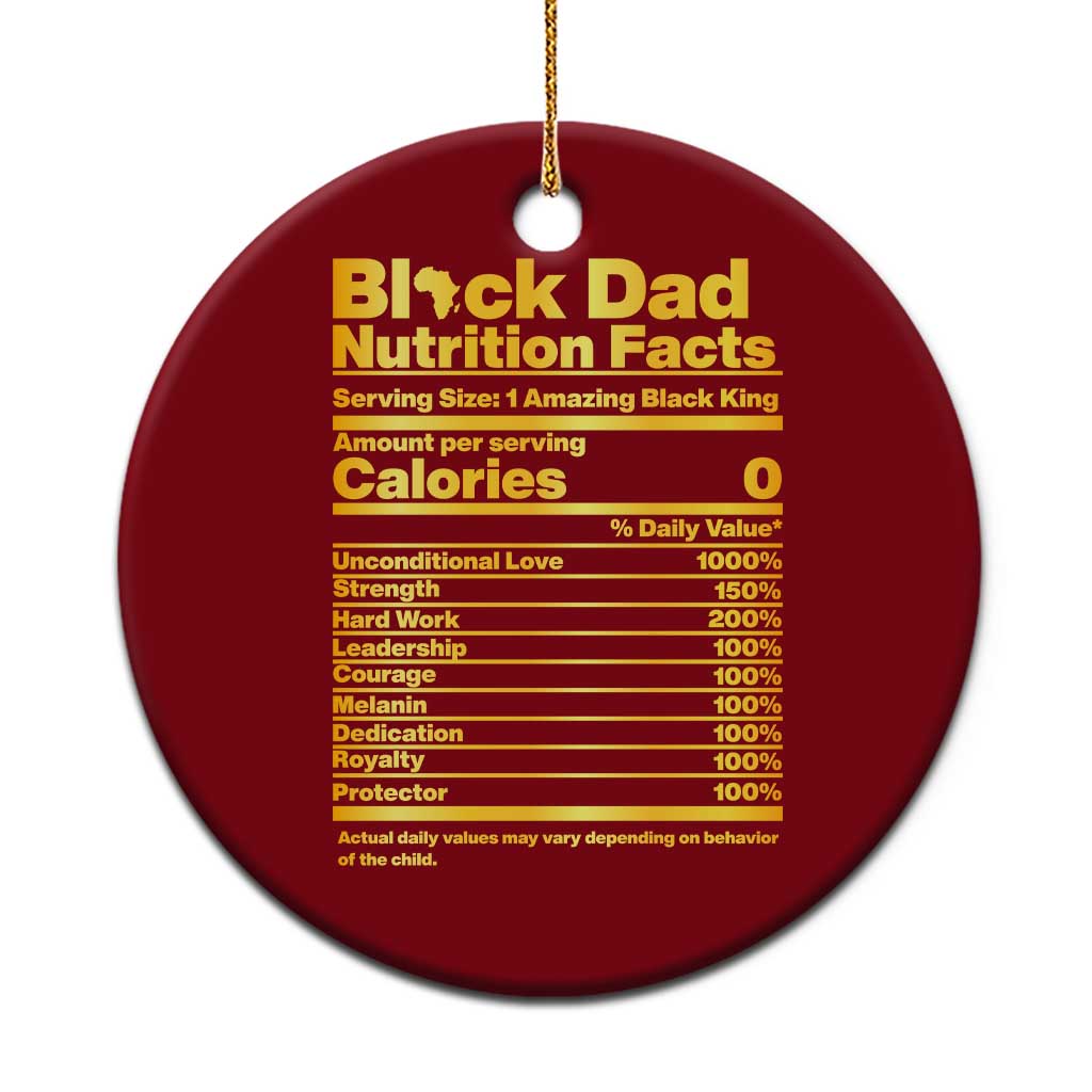 Black Dad Nutrition Facts Ceramic Ornament African American Fathers Day TS12 1pc Red Print Your Wear