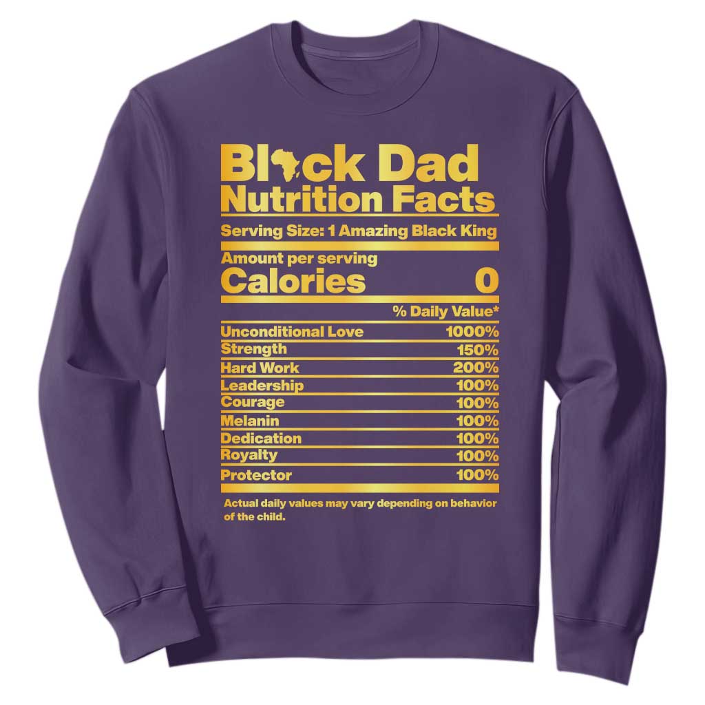 Black Dad Nutrition Facts Sweatshirt African American Fathers Day TS12 Purple Print Your Wear