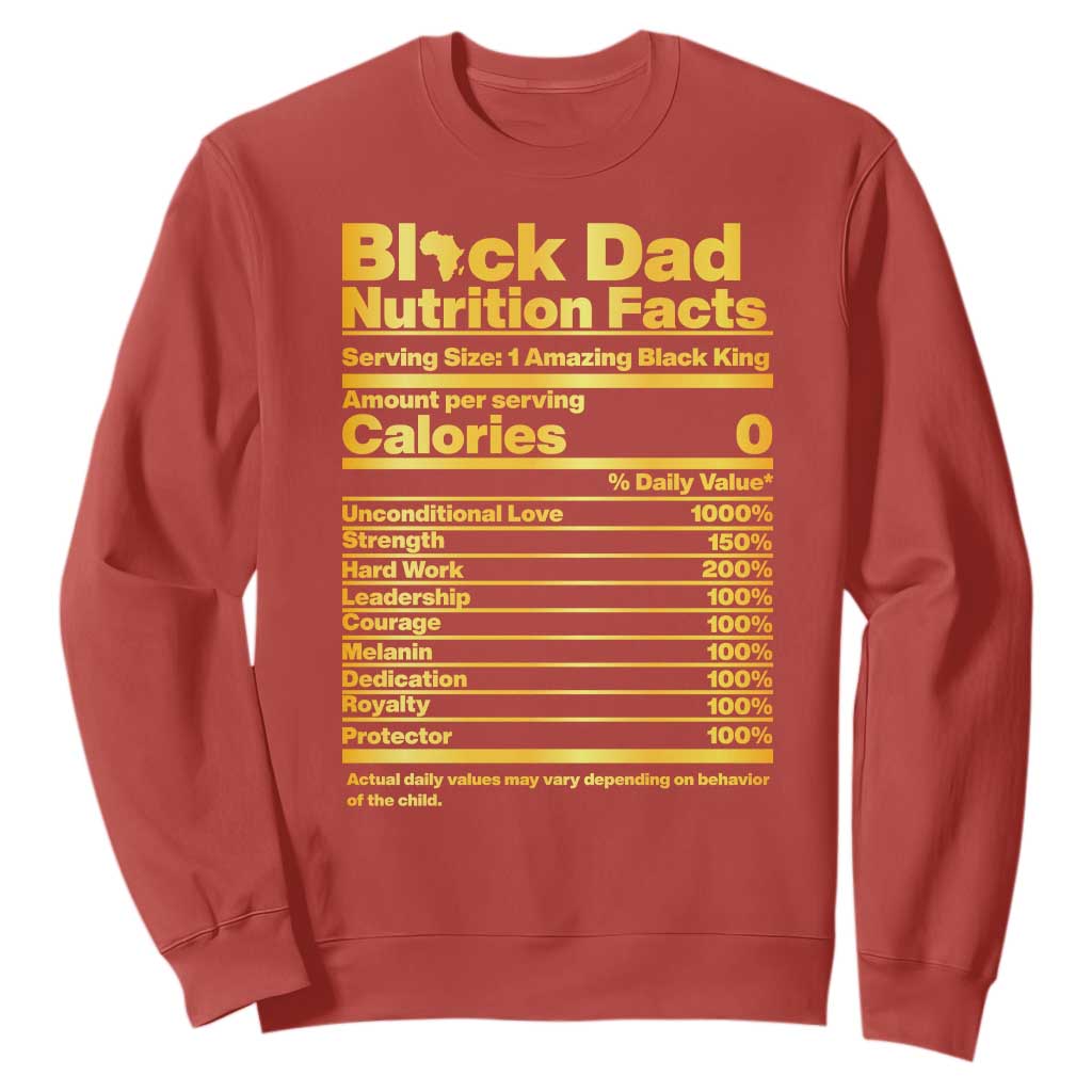 Black Dad Nutrition Facts Sweatshirt African American Fathers Day TS12 Red Print Your Wear