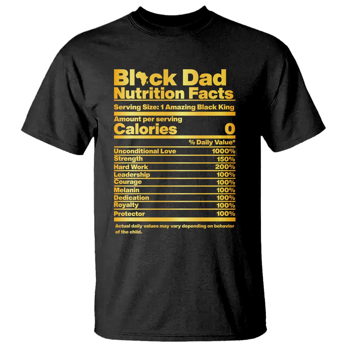 Black Dad Nutrition Facts T Shirt African American Fathers Day TS12 Black Print Your Wear