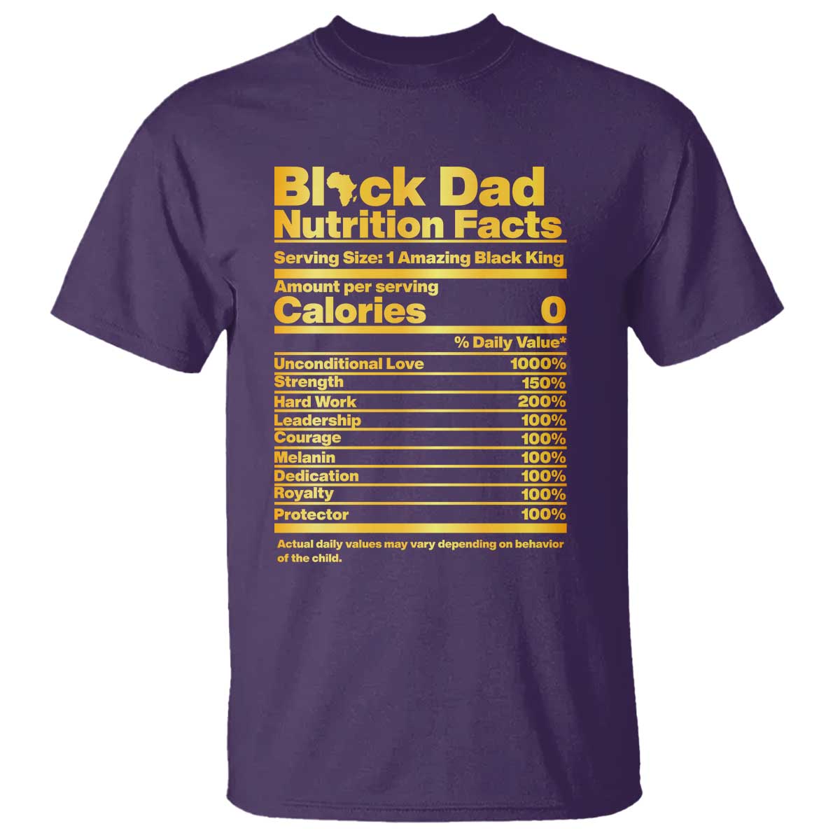 Black Dad Nutrition Facts T Shirt African American Fathers Day TS12 Purple Print Your Wear