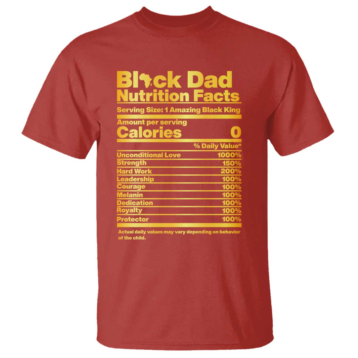 Black Dad Nutrition Facts T Shirt African American Fathers Day TS12 Red Print Your Wear
