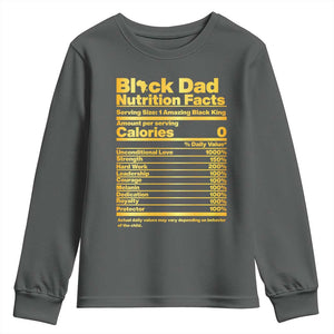 Black Dad Nutrition Facts Youth Sweatshirt African American Fathers Day TS12 Dark Heather Print Your Wear