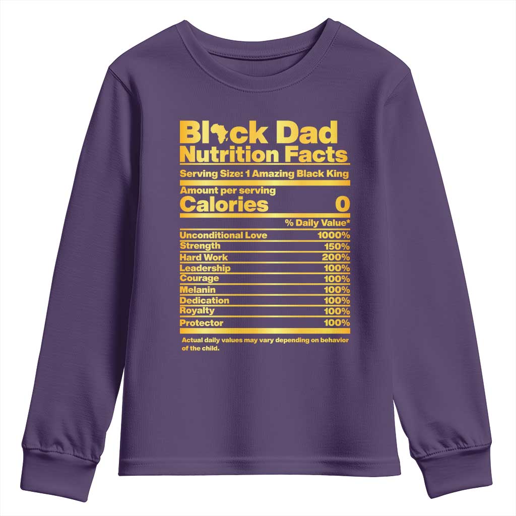 Black Dad Nutrition Facts Youth Sweatshirt African American Fathers Day TS12 Purple Print Your Wear