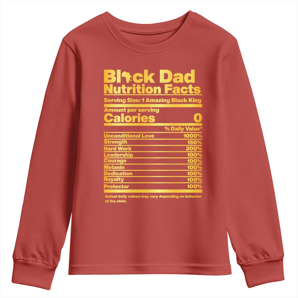 Black Dad Nutrition Facts Youth Sweatshirt African American Fathers Day TS12 Red Print Your Wear