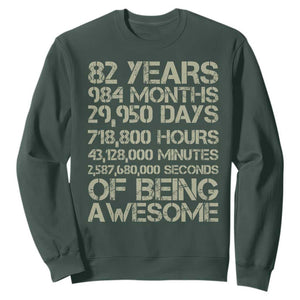 Vintage 82nd Milestone Birthday Sweatshirt 82 Years Of Being Awesome TS12 Dark Forest Green Print Your Wear