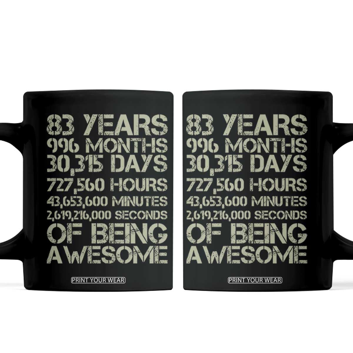 Vintage 83rd Milestone Birthday Coffee Mug 83 Years Of Being Awesome TS12 Black Print Your Wear