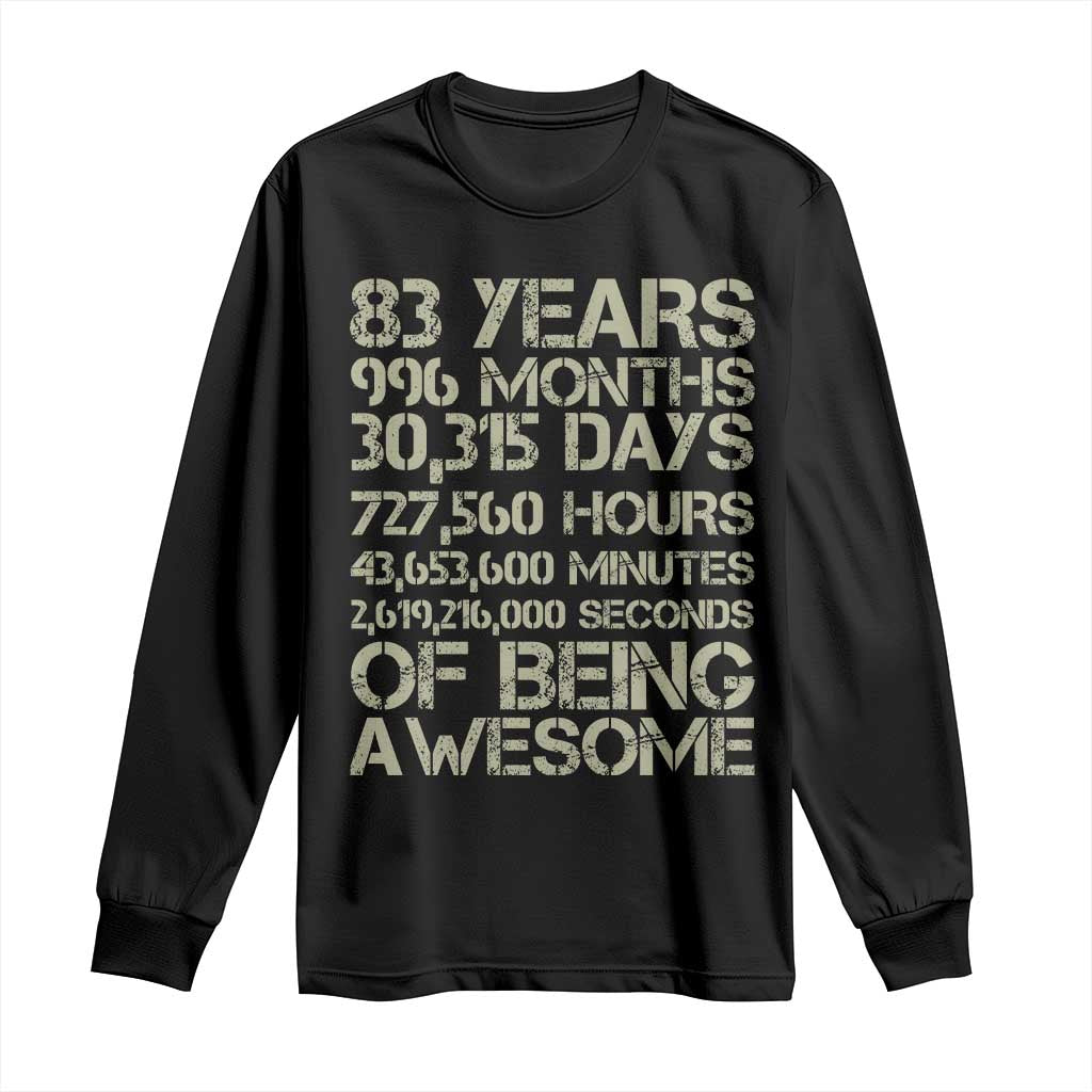 Vintage 83rd Milestone Birthday Long Sleeve Shirt 83 Years Of Being Awesome TS12 Black Print Your Wear