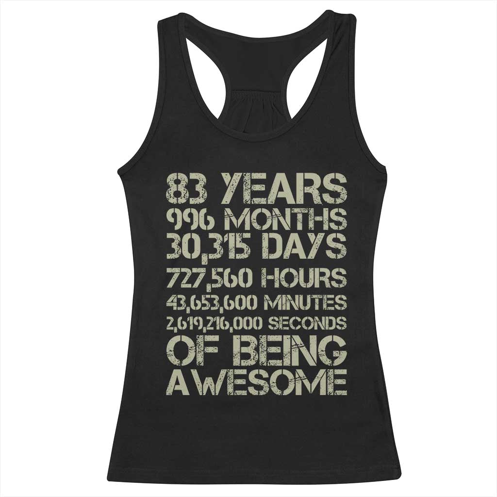 Vintage 83rd Milestone Birthday Racerback Tank Top 83 Years Of Being Awesome TS12 Black Print Your Wear