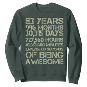 Vintage 83rd Milestone Birthday Sweatshirt 83 Years Of Being Awesome TS12 Dark Forest Green Print Your Wear