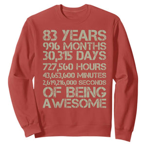 Vintage 83rd Milestone Birthday Sweatshirt 83 Years Of Being Awesome TS12 Red Print Your Wear