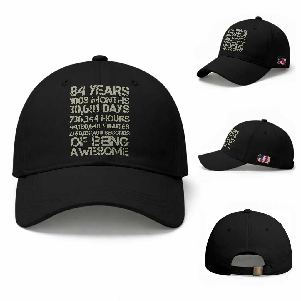 Vintage 84th Milestone Birthday Baseball Cap 84 Years Of Being Awesome TS12 Baseball Cap Universal Fit Black Print Your Wear