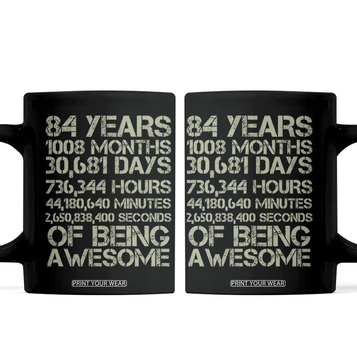 Vintage 84th Milestone Birthday Coffee Mug 84 Years Of Being Awesome TS12 Black Print Your Wear