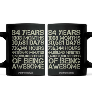 Vintage 84th Milestone Birthday Coffee Mug 84 Years Of Being Awesome TS12 Black Print Your Wear