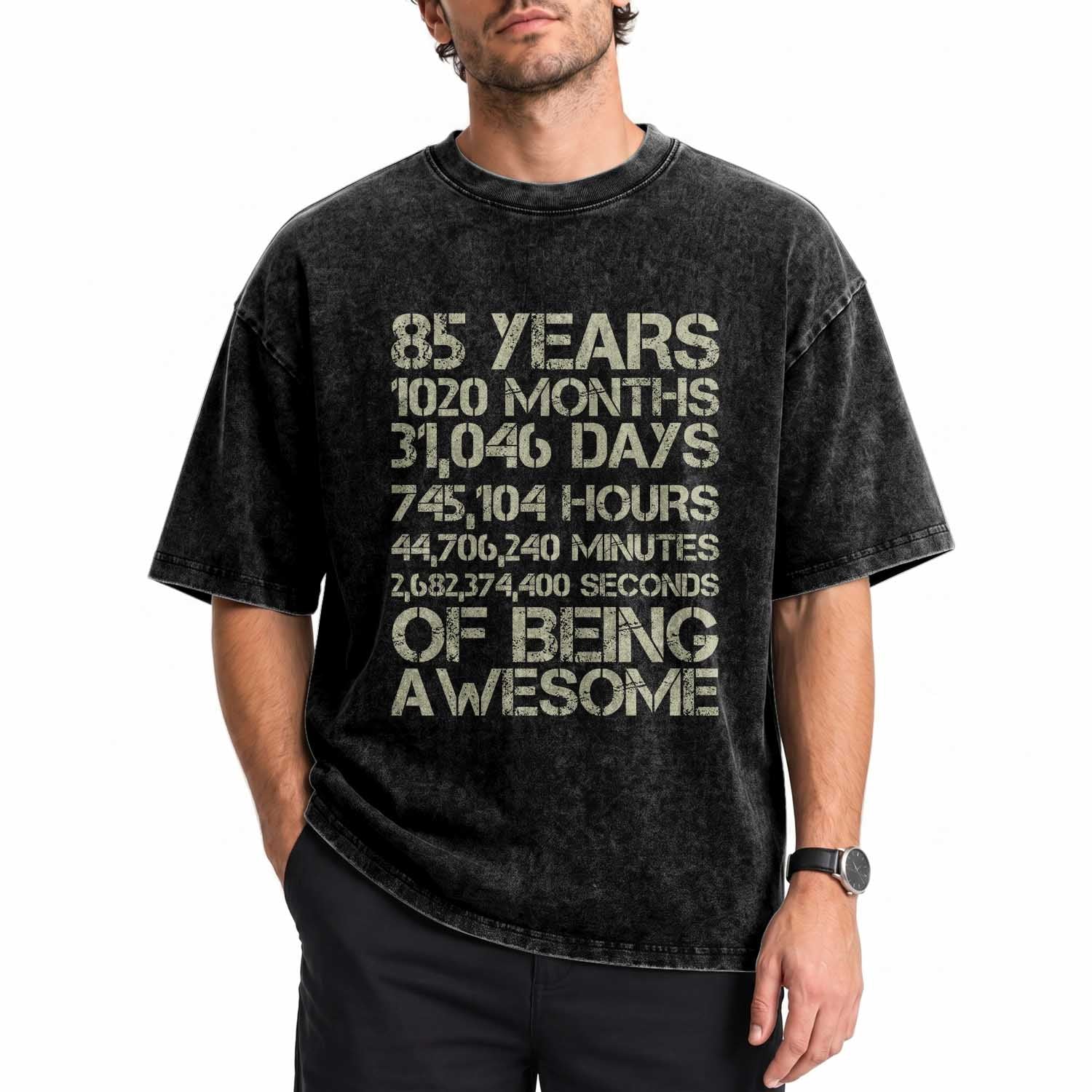 Vintage 85th Milestone Birthday Washed Cotton T-Shirt 85 Years Of Being Awesome