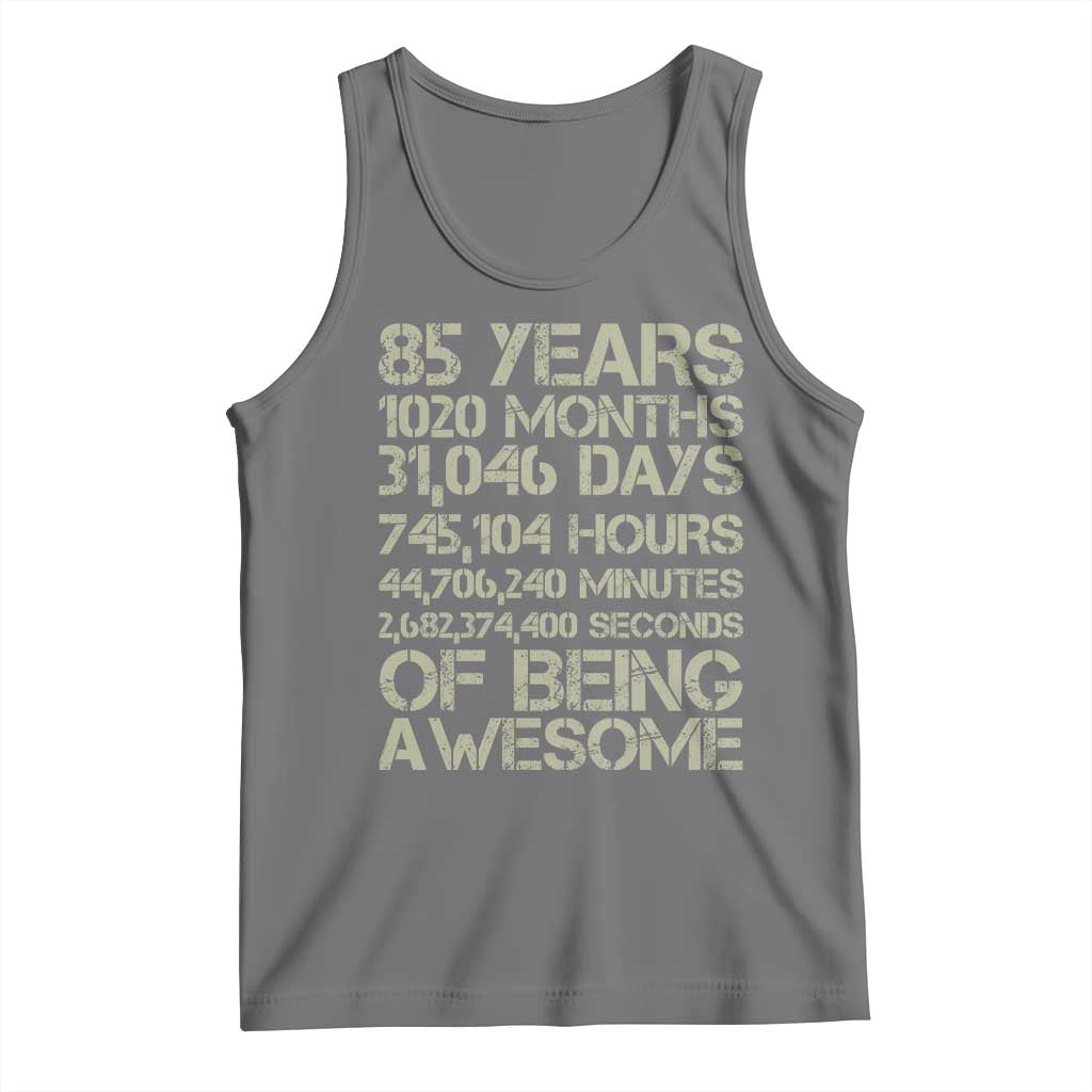Vintage 85th Milestone Birthday Tank Top 85 Years Of Being Awesome TS12 Black Heather Print Your Wear