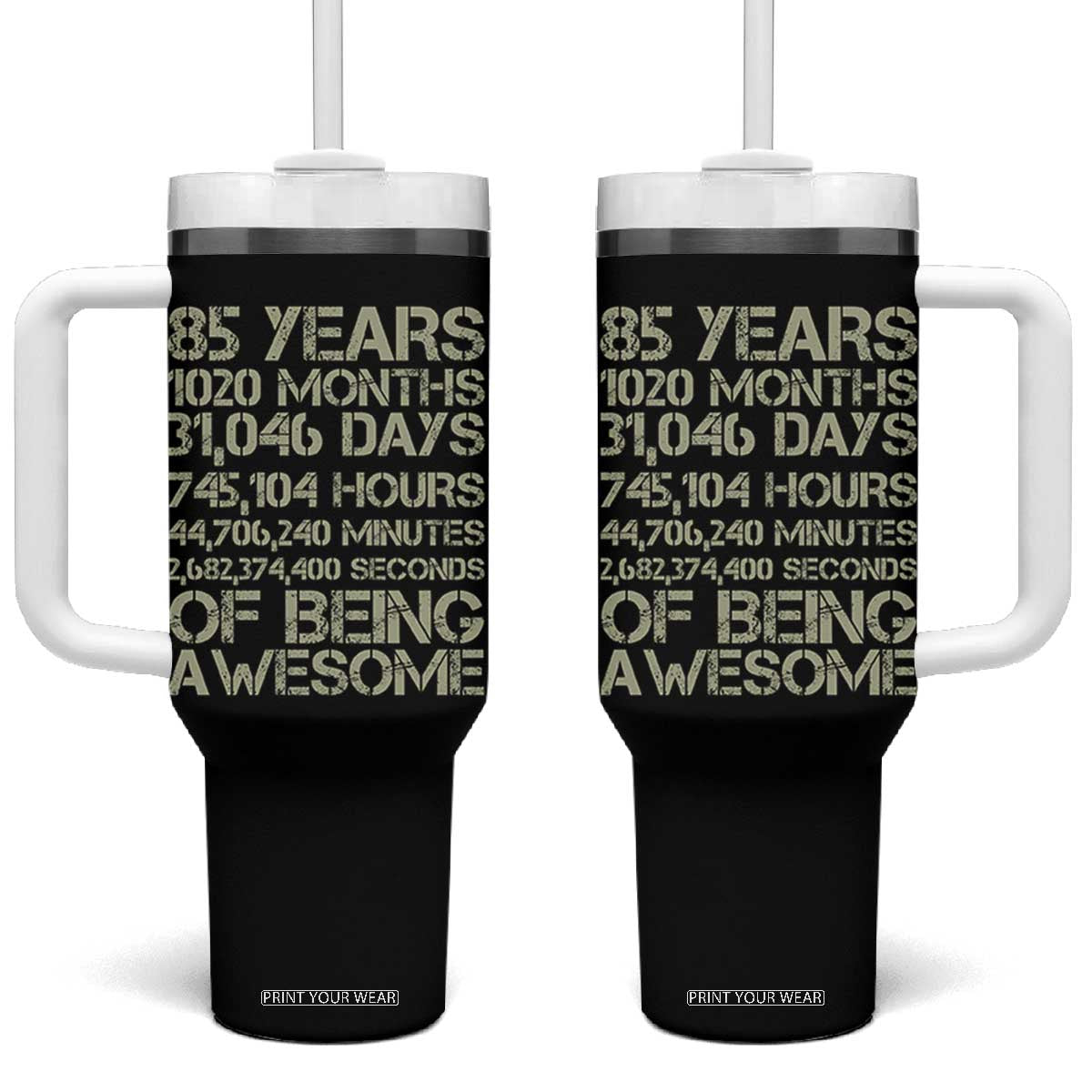 Vintage 85th Milestone Birthday Tumbler With Handle 85 Years Of Being Awesome TS12 One Size: 40 oz Black Print Your Wear