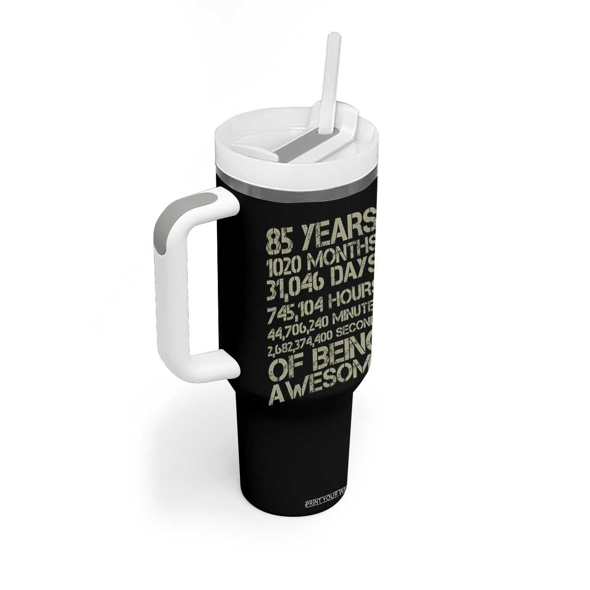 Vintage 85th Milestone Birthday Tumbler With Handle 85 Years Of Being Awesome TS12 Print Your Wear