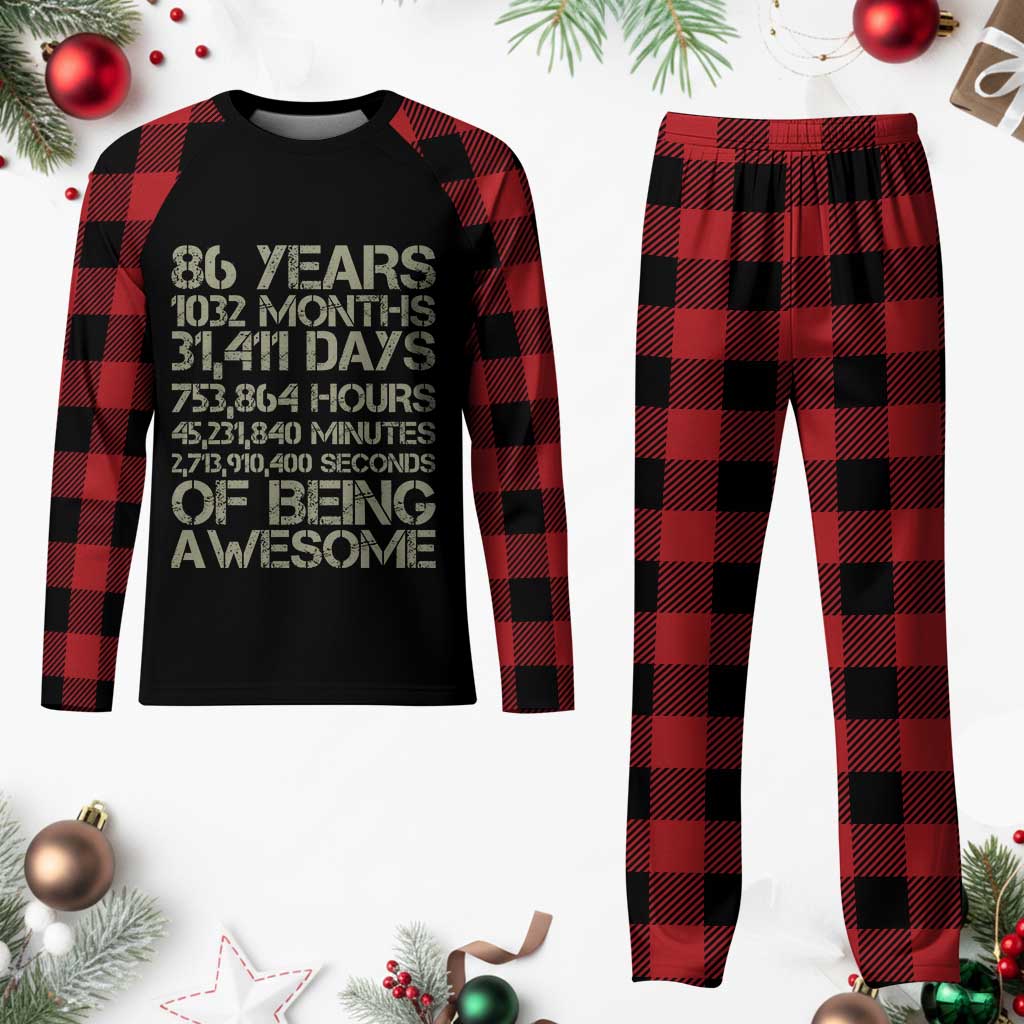 Vintage 86th Milestone Birthday Plaid Pajama Set 86 Years Of Being Awesome TS12 Buffalo Plaid Print Your Wear