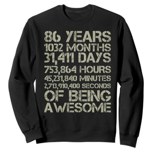 Vintage 86th Milestone Birthday Sweatshirt 86 Years Of Being Awesome TS12 Black Print Your Wear