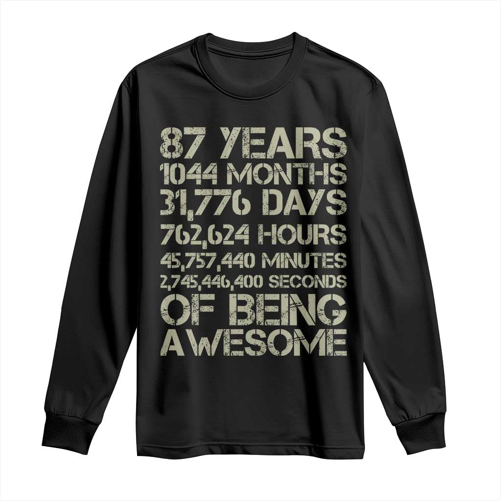 Vintage 87th Milestone Birthday Long Sleeve Shirt 87 Years Of Being Awesome TS12 Black Print Your Wear