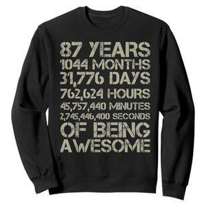 Vintage 87th Milestone Birthday Sweatshirt 87 Years Of Being Awesome TS12 Black Print Your Wear