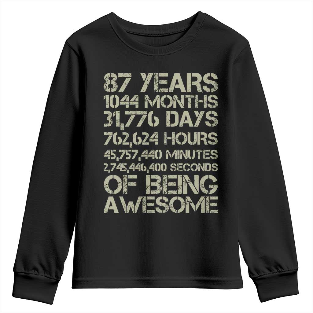 Vintage 87th Milestone Birthday Youth Sweatshirt 87 Years Of Being Awesome TS12 Black Print Your Wear