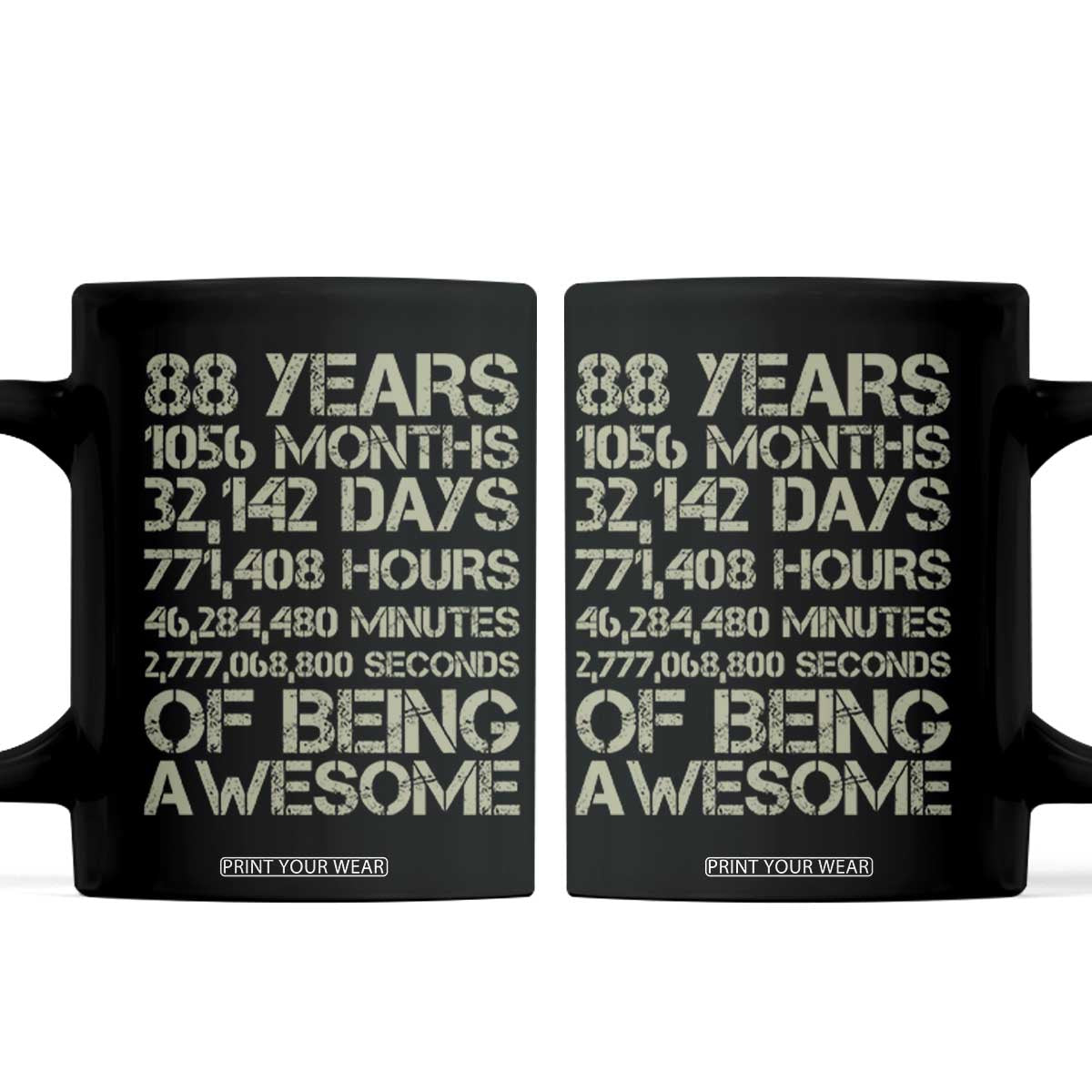 Vintage 88th Milestone Birthday Coffee Mug 88 Years Of Being Awesome TS12 Black Print Your Wear
