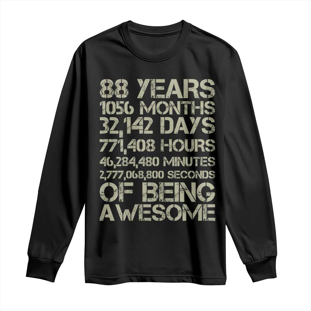Vintage 88th Milestone Birthday Long Sleeve Shirt 88 Years Of Being Awesome TS12 Black Print Your Wear