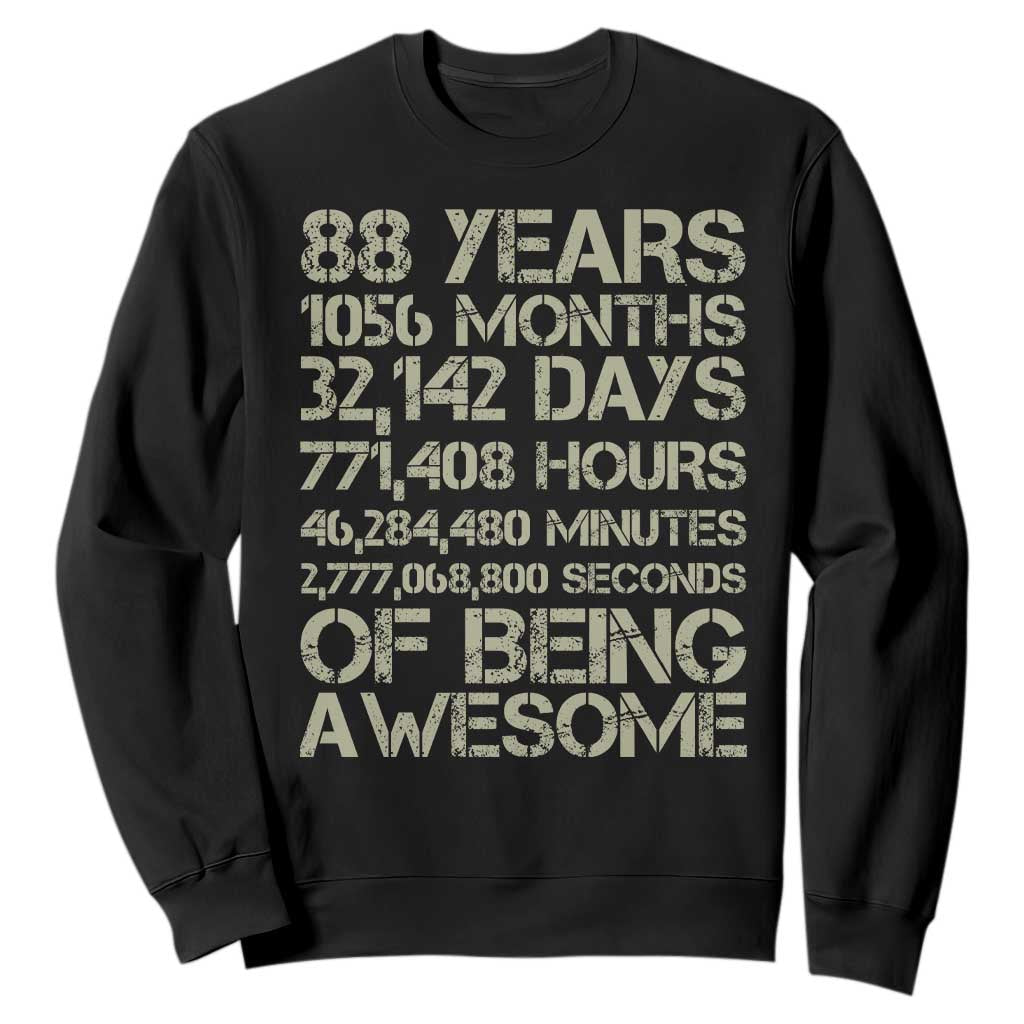 Vintage 88th Milestone Birthday Sweatshirt 88 Years Of Being Awesome TS12 Black Print Your Wear