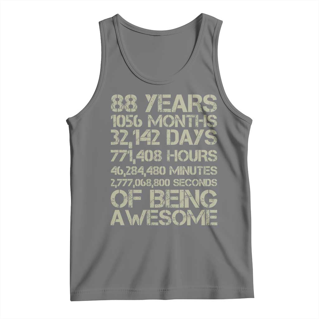 Vintage 88th Milestone Birthday Tank Top 88 Years Of Being Awesome TS12 Black Heather Print Your Wear