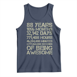Vintage 88th Milestone Birthday Tank Top 88 Years Of Being Awesome TS12 Navy Print Your Wear