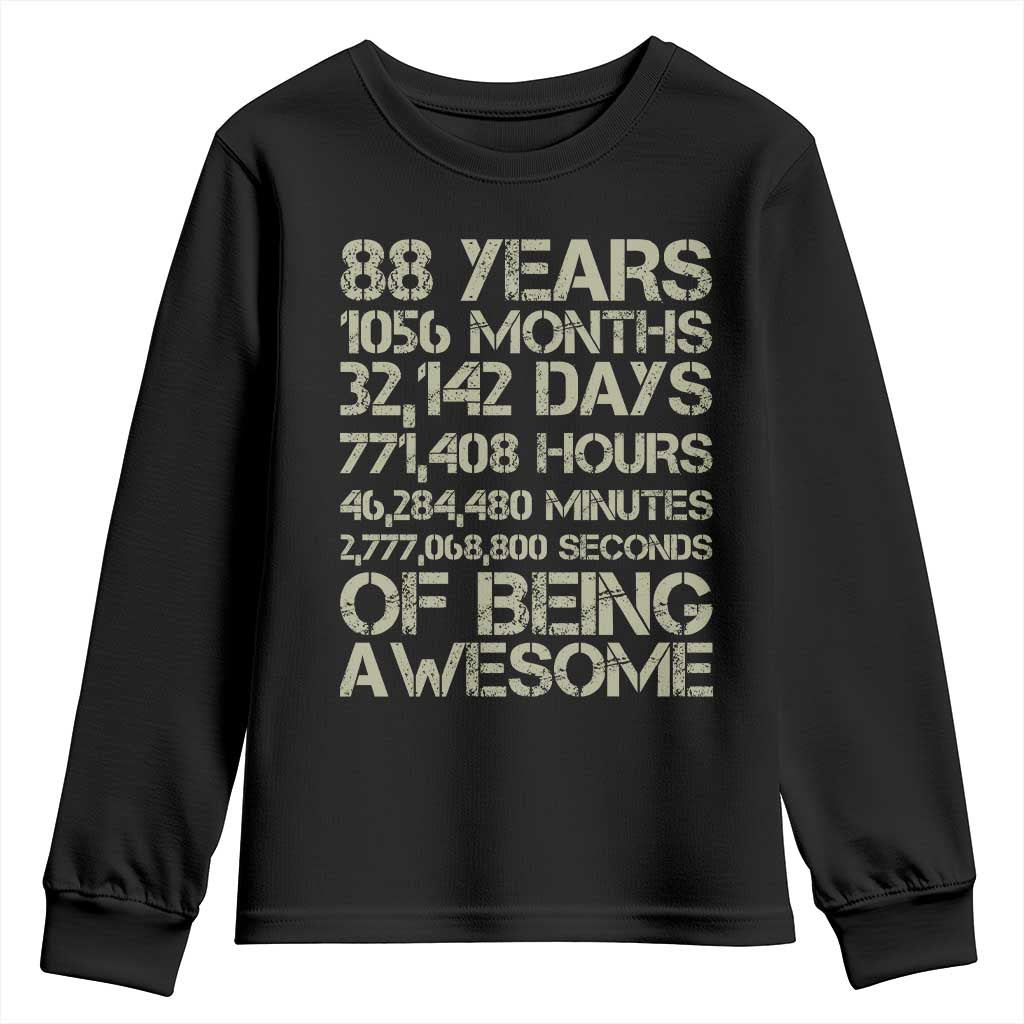 Vintage 88th Milestone Birthday Youth Sweatshirt 88 Years Of Being Awesome TS12 Black Print Your Wear