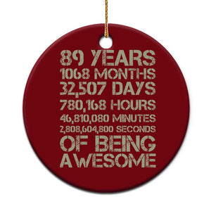 Vintage 89th Milestone Birthday Ceramic Ornament 89 Years Of Being Awesome TS12 1pc Red Print Your Wear