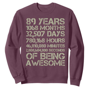 Vintage 89th Milestone Birthday Sweatshirt 89 Years Of Being Awesome TS12 Maroon Print Your Wear