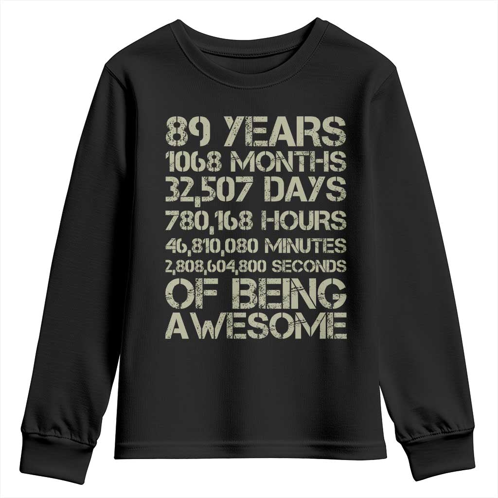 Vintage 89th Milestone Birthday Youth Sweatshirt 89 Years Of Being Awesome TS12 Black Print Your Wear