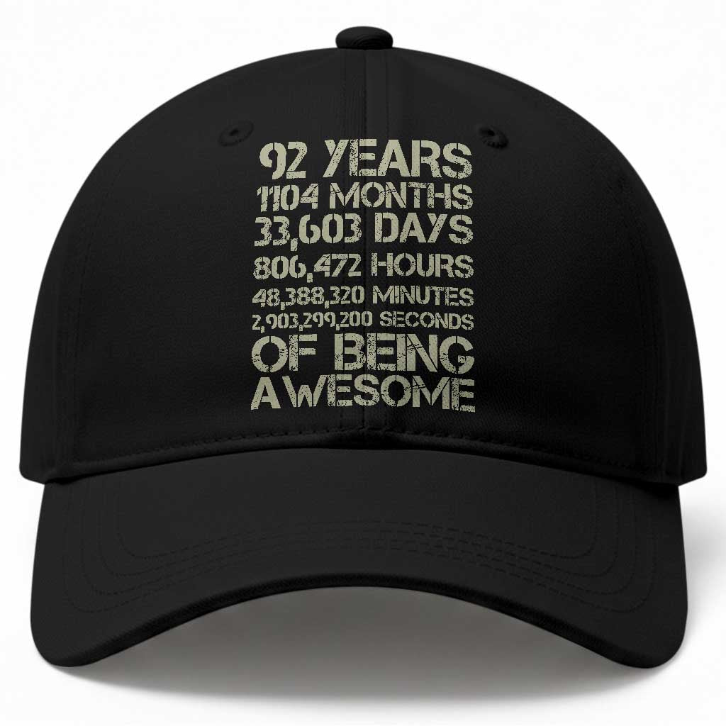 Vintage 92nd Milestone Birthday Baseball Cap 92 Years Of Being Awesome TS12 Print Your Wear