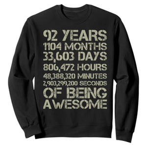 Vintage 92nd Milestone Birthday Sweatshirt 92 Years Of Being Awesome TS12 Black Print Your Wear