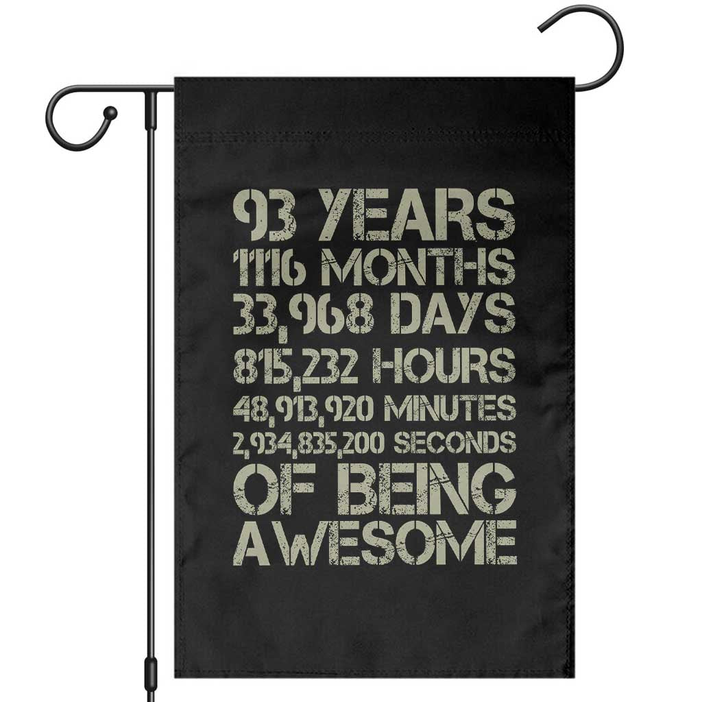 Vintage 93rd Milestone Birthday Garden Flag 93 Years Of Being Awesome TS12 Black Print Your Wear