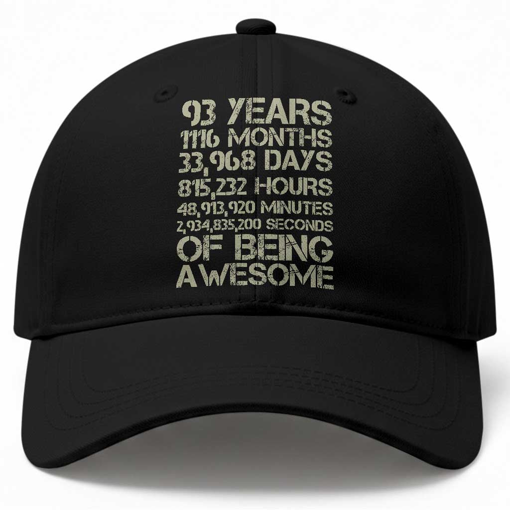 Vintage 93rd Milestone Birthday Baseball Cap 93 Years Of Being Awesome TS12 Print Your Wear