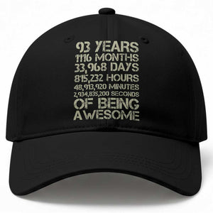 Vintage 93rd Milestone Birthday Baseball Cap 93 Years Of Being Awesome TS12 Print Your Wear