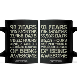 Vintage 93rd Milestone Birthday Coffee Mug 93 Years Of Being Awesome TS12 Black Print Your Wear
