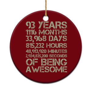 Vintage 93rd Milestone Birthday Ceramic Ornament 93 Years Of Being Awesome TS12 1pc Red Print Your Wear