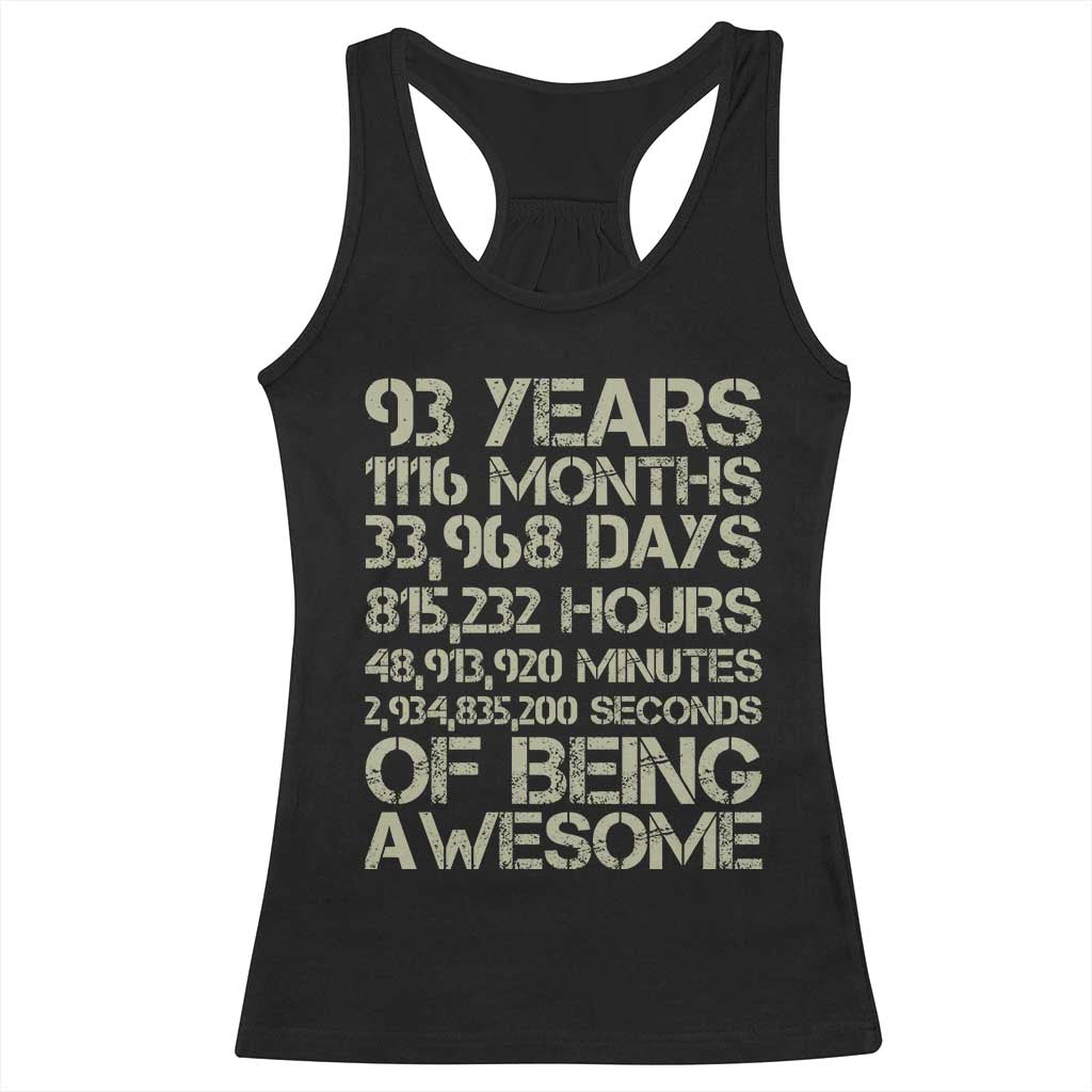 Vintage 93rd Milestone Birthday Racerback Tank Top 93 Years Of Being Awesome TS12 Black Print Your Wear
