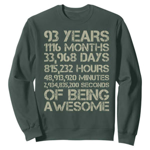 Vintage 93rd Milestone Birthday Sweatshirt 93 Years Of Being Awesome TS12 Dark Forest Green Print Your Wear